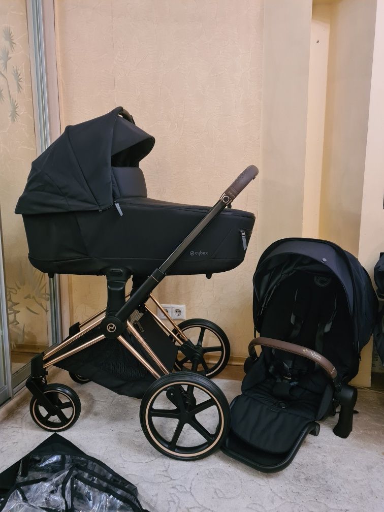 Cybex Priam Lux 4.0 Deep Black 2 в 1 і 3в1  шассі Rose Gold