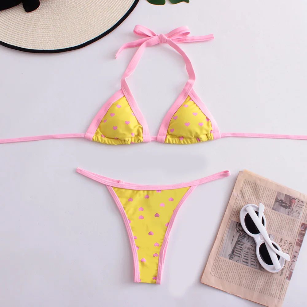 Sexy Strój Kąpielowy w Stylu Vintage Mini Mikro Bikini Brazylijskie -S