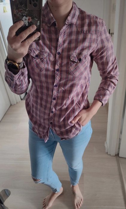 Elegancka damska koszula w kratę kieszonki TopShop 40 42 lato wakacje