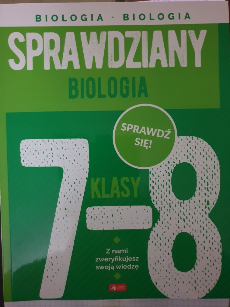 Biologia sprawdziany klasa 7-8 jak NOWA.