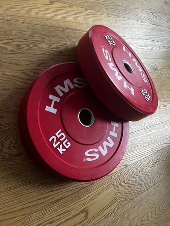 2x HMS Talerz Olimpijski Bumper CBR25 25 Kg Czerwony