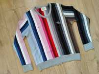 Sweter bawełniany kolorowe paski vintage kolorowy