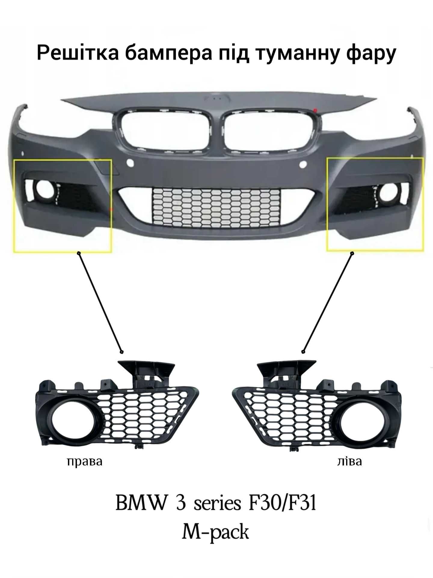 Решітка в бампер BMW 3 (F30/F31) M-paket 51118054156/51118054155