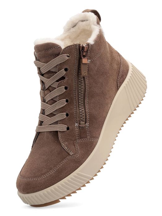 Світло-коричневі черевики в стилі ugg ara замшеві з хутром 41
