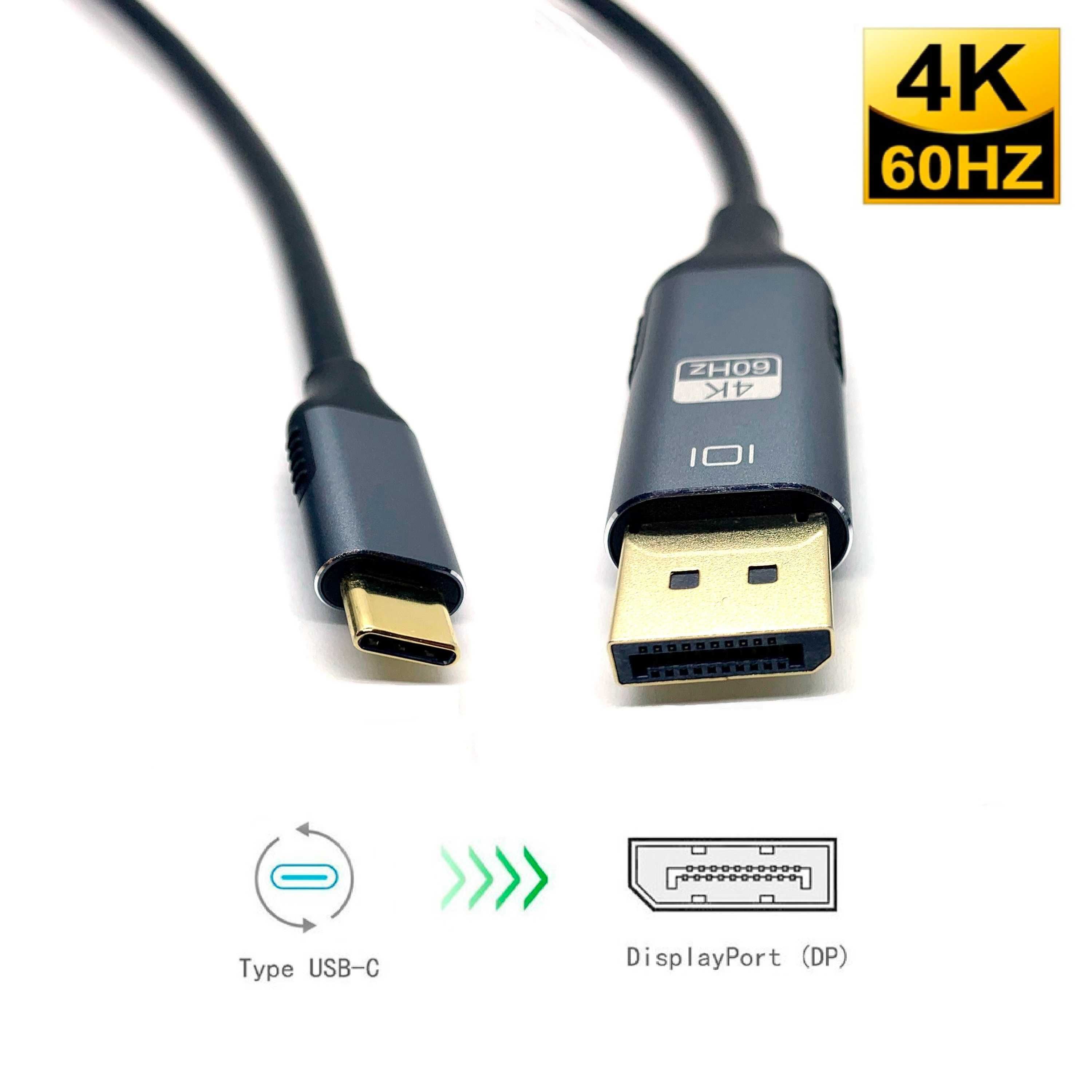 Кабель 4K/60Hz Type-C (Thunderbolt 3) to DisplayPort DP HDTV 1.8 метра