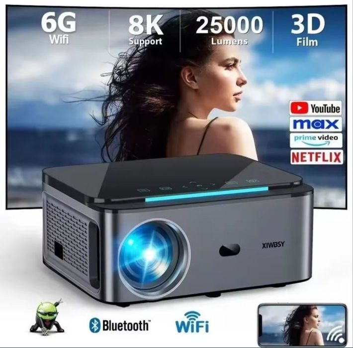 XIWBSY 8к Horlat t09 26000 lumen DDR 2GB RAM + 32GB ROM автофокус