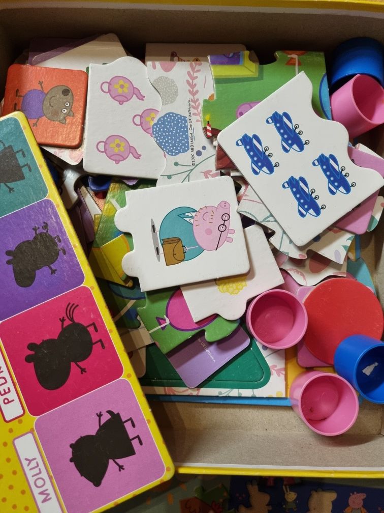 Komplet zestaw gier peppa pig, świnka peppa, puzzle, gra, układanka