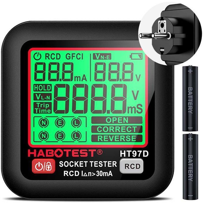 Habotest ht97d tester napięcia gniazdek sieciowych elektrycznych lcd