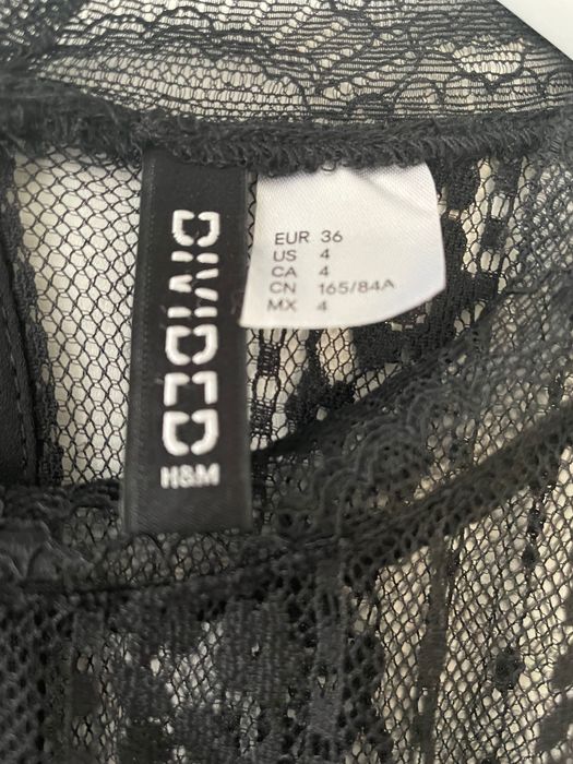 Elegancka koronkowa czarna bluzka H&M - r. 36
