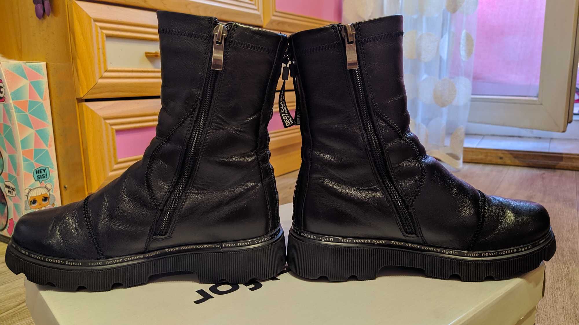 Зимові шкіряні черевики для дівчинки / Зимние кожаные ботинки Bistfor