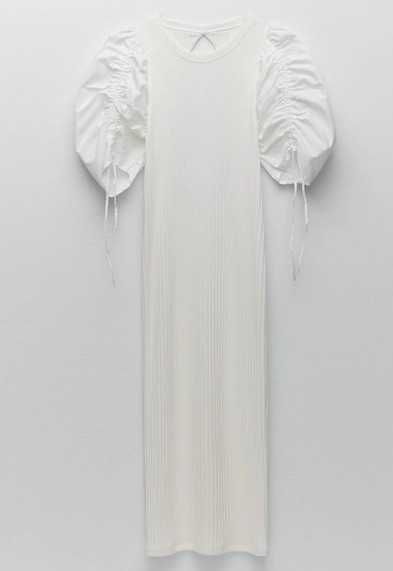 Zara Sukienka Midi Biała r. M