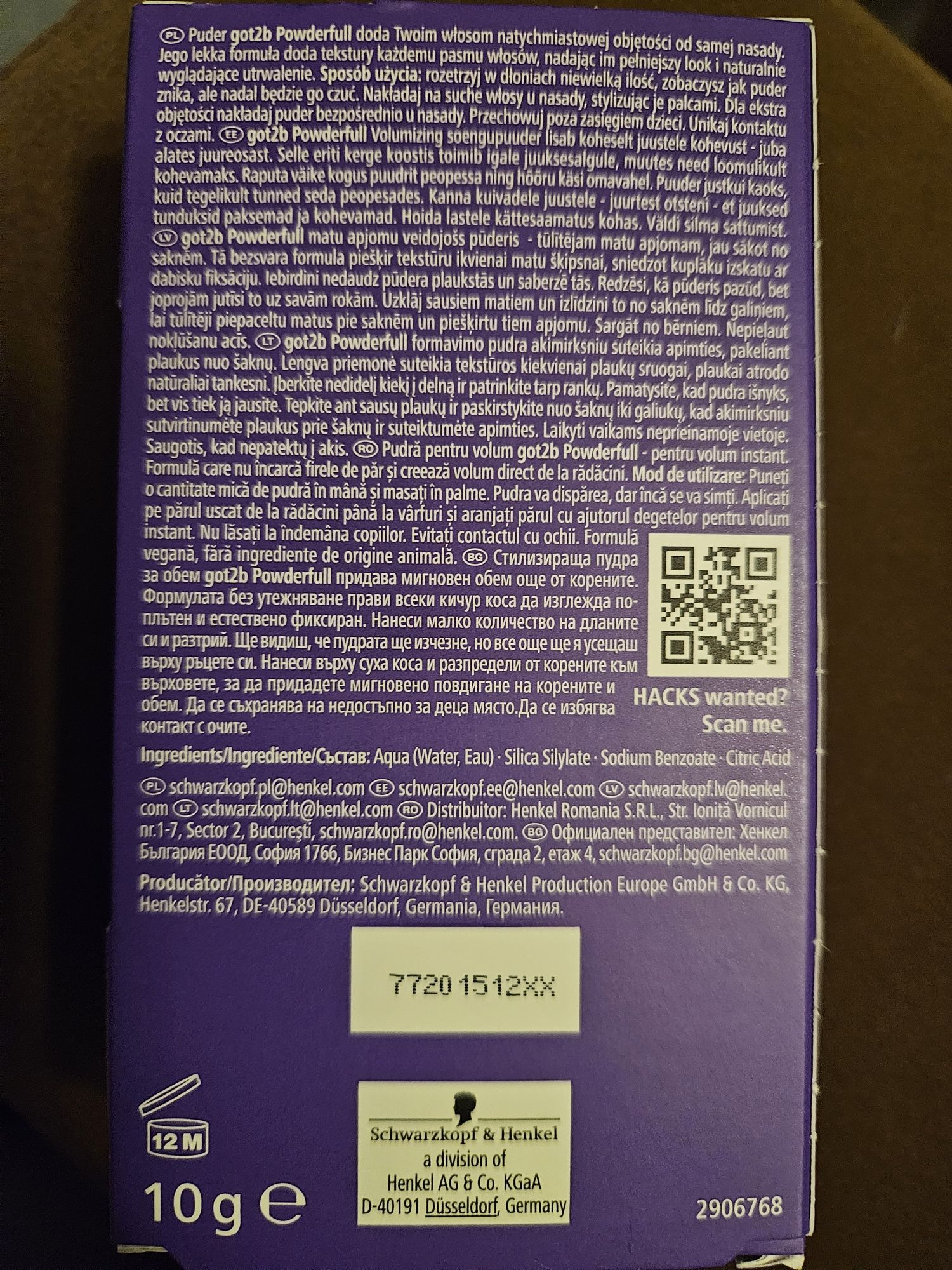 Puder nadający objętość włosy hair stylizacja
