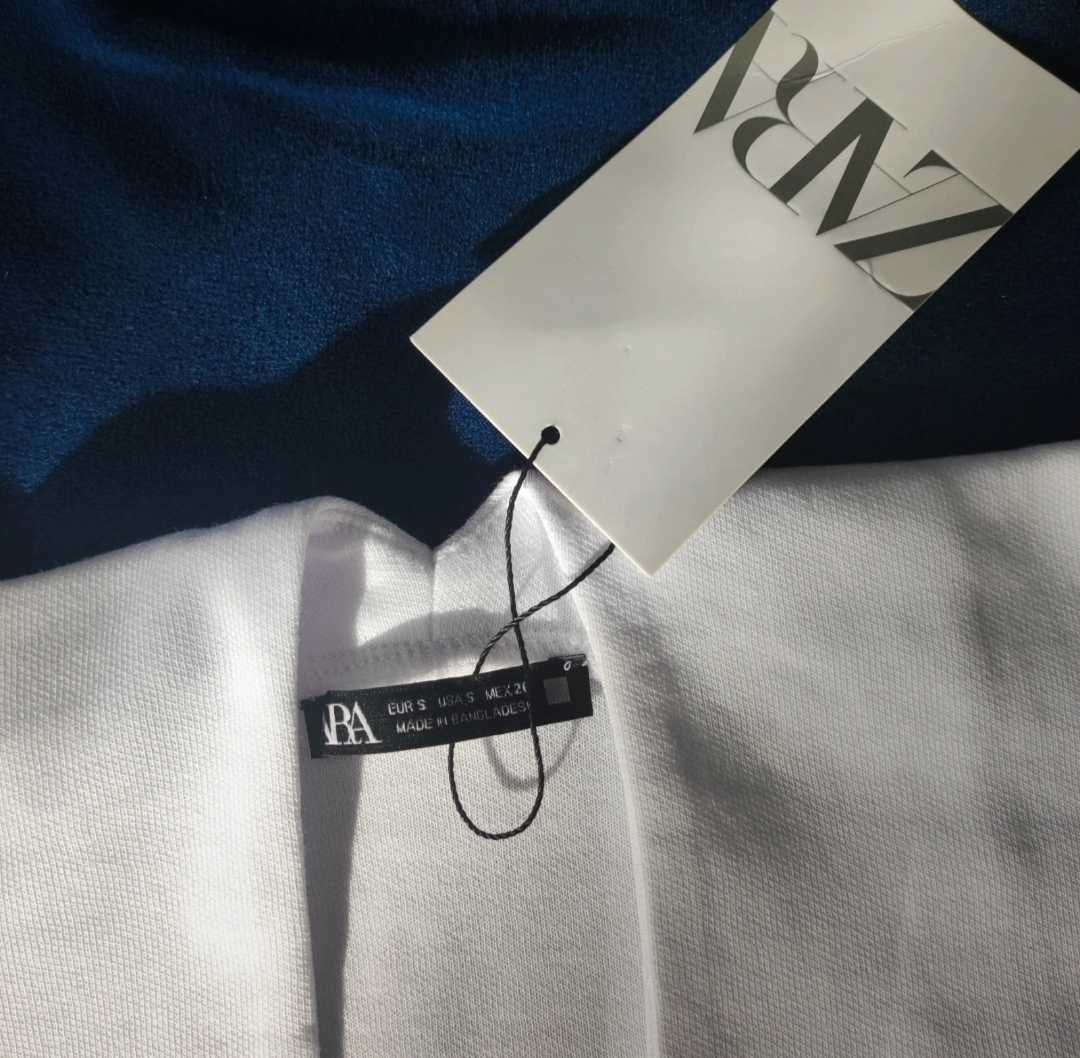 Nowa Zara S bluzka t shirt bialy