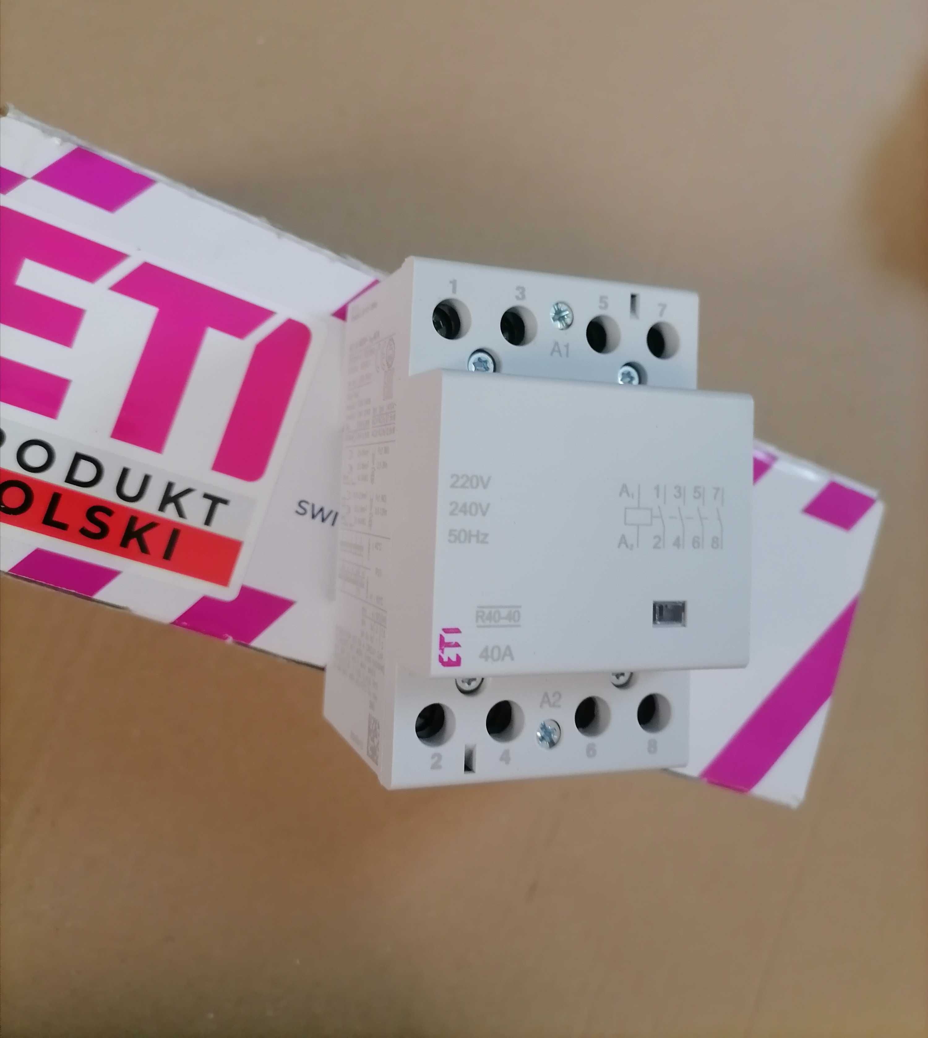 Stycznik ETI 40A modułowy 3 fazowy 4P 230V R40-40 na szyne NOWY