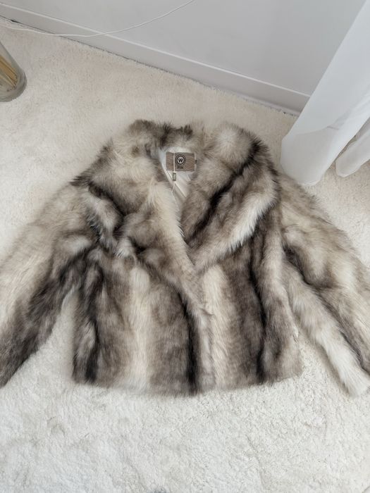 Futerko sztuczne futro jesienne L XL z kołnierzem