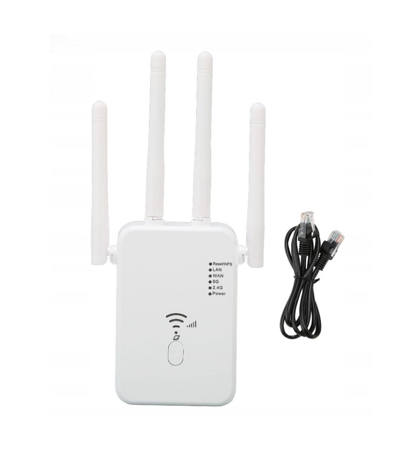 Wzmacniacz Sygnału Wifi Cztery Anteny Repeater 2.4G / 5G 1200 Mbps