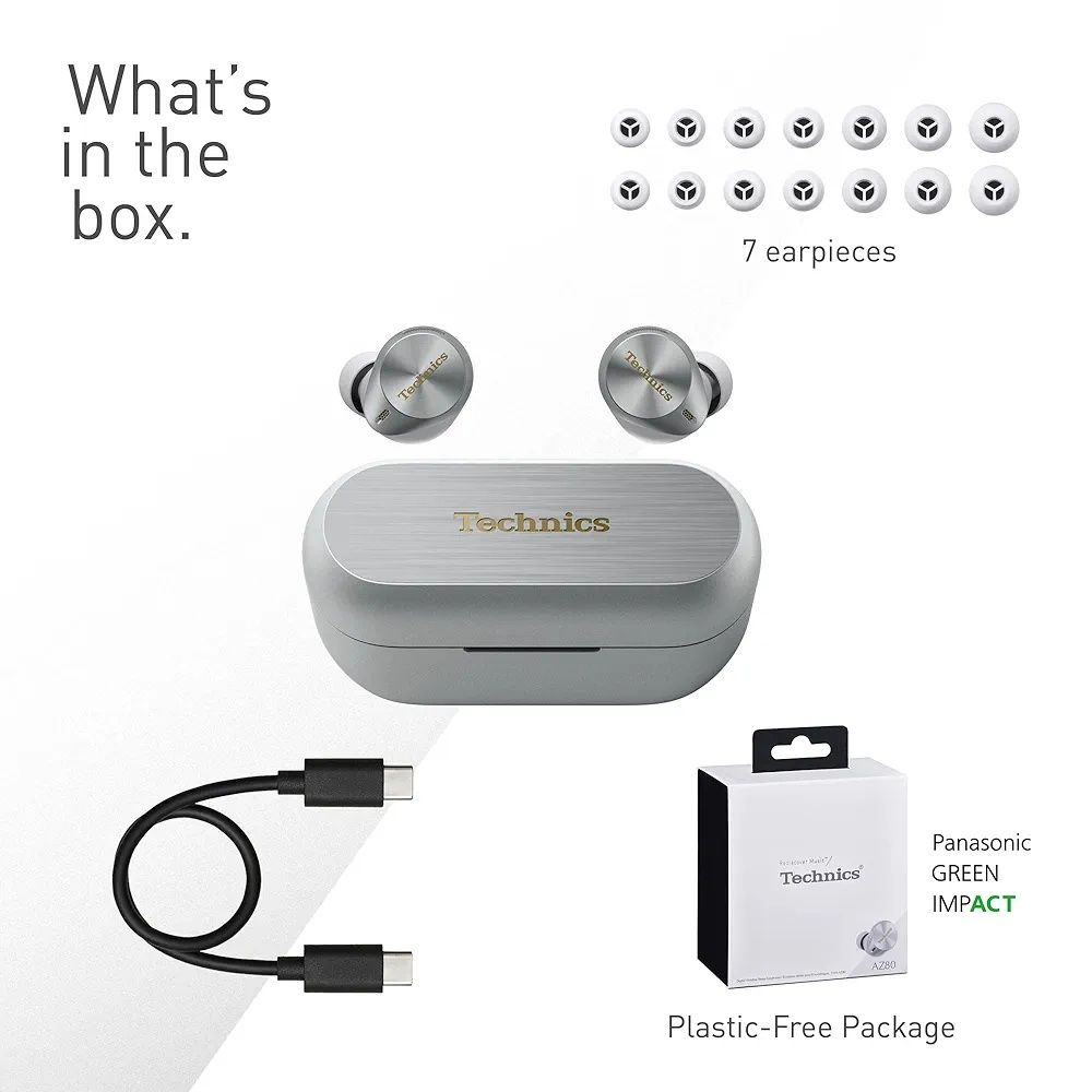 Technics EAH-AZ80E-S słuchawki douszne srebrne ANC Bluetooth 5.3 10mm