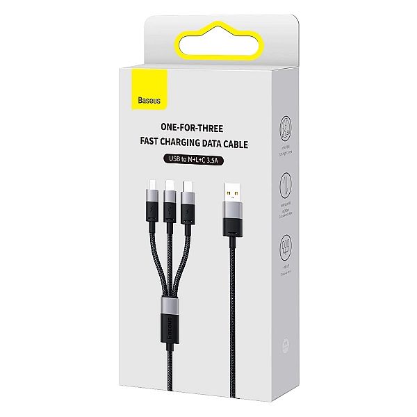 Kabel 3w1 USB - micro USB / Lightning / USB C 3.5A 1.2m Baseus StarSpe