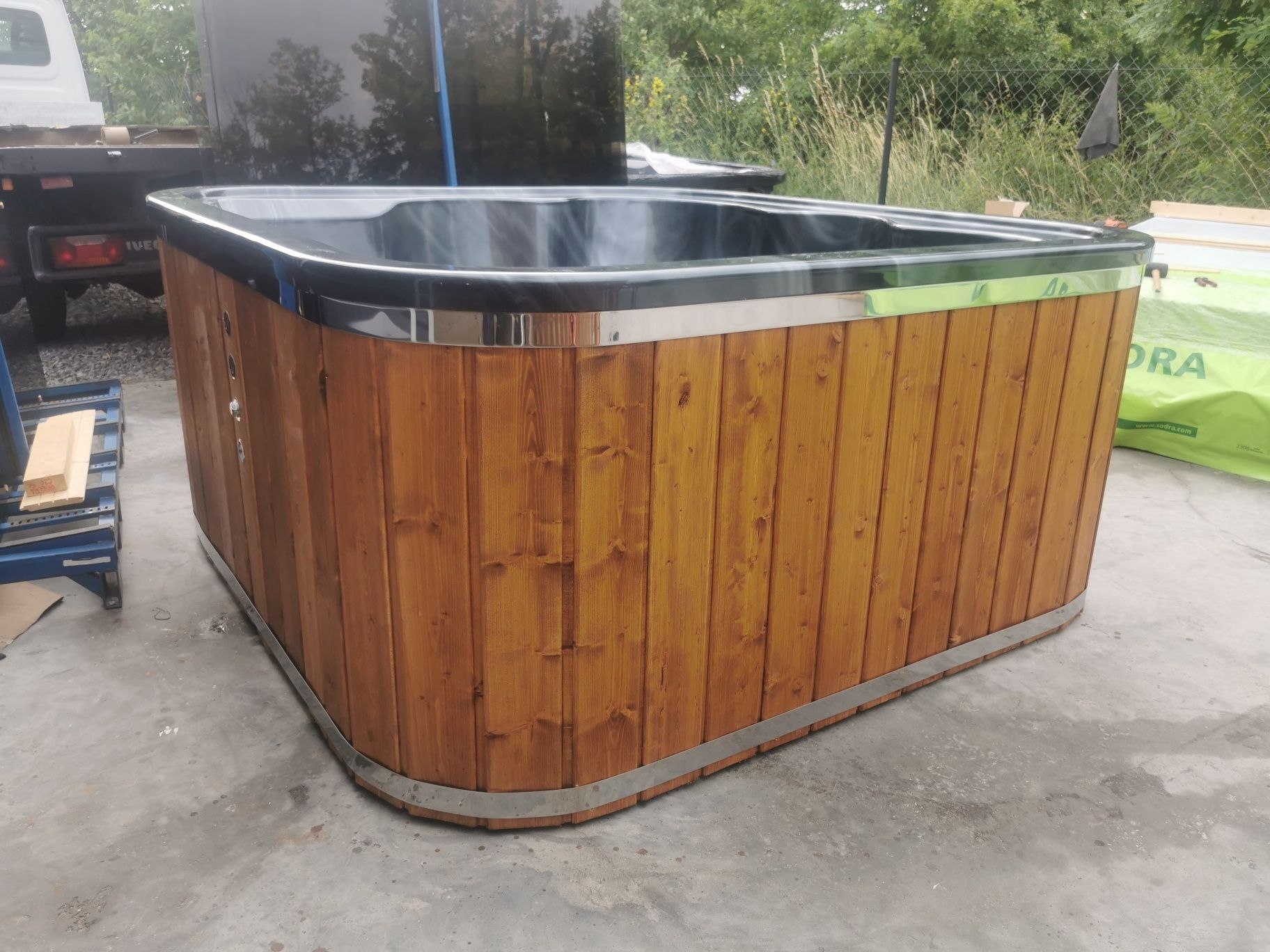 Jacuzzi kwadratowe Akrylowe Hydromasaż Pokrywa Piec  leżanka Marmurek