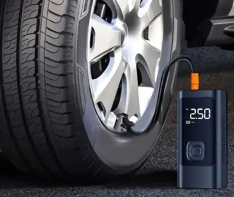 Bardzo mocny Mini KOMPRESOR samochodowy, 4000 mAh, precyzyjny pomiar