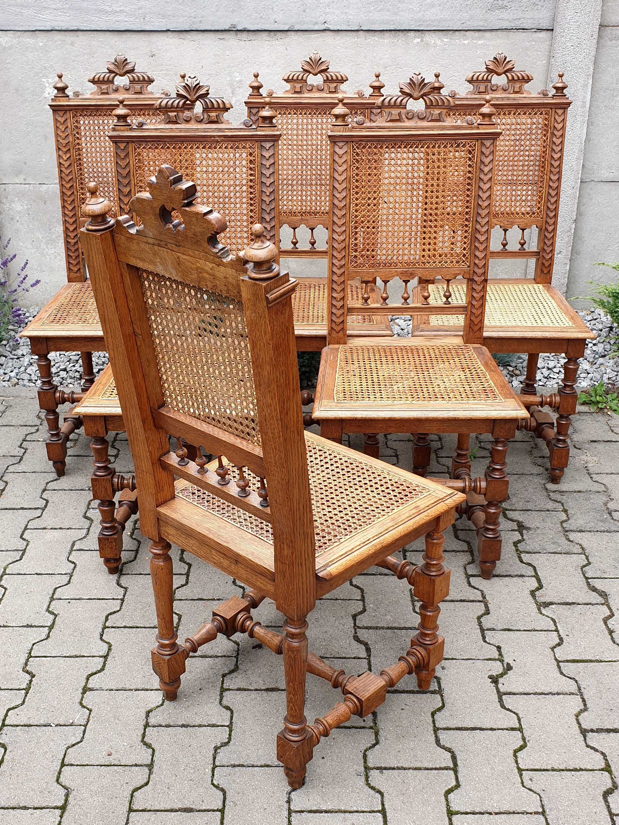 Krzesła 6 sztuk krzeseł neorenesansowe eklektyczne antyki stare