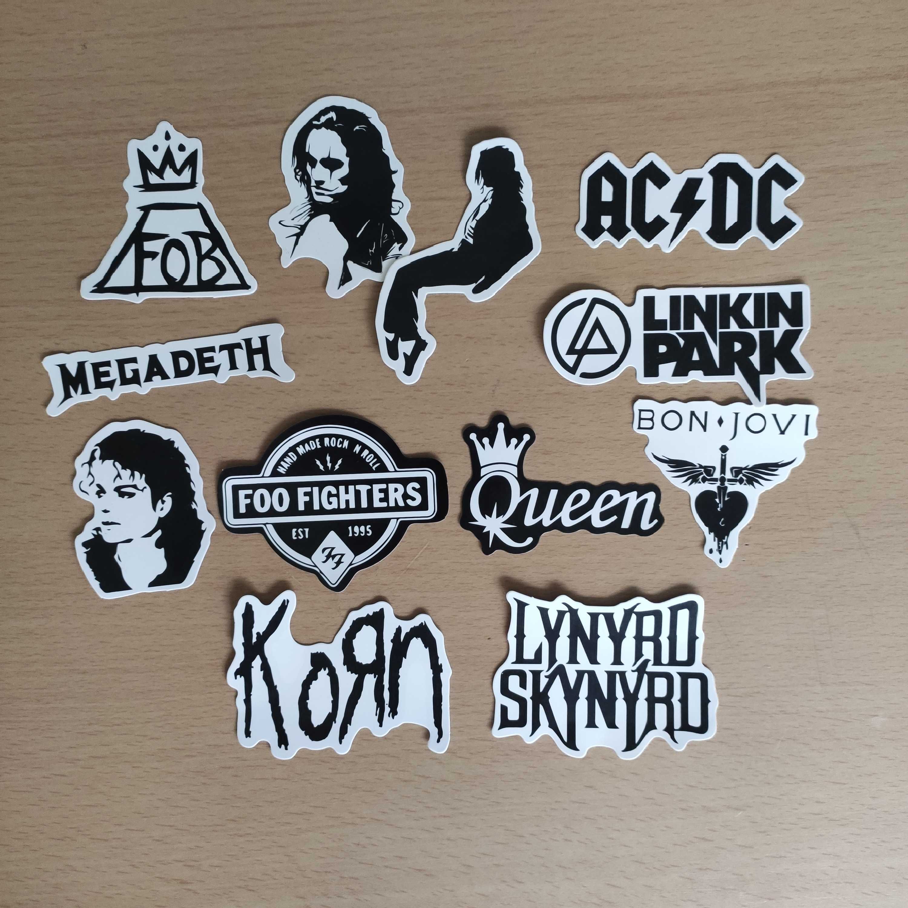 Pack 50 Autocolantes Stickers Adesivos Musica Rock Preto e Branco