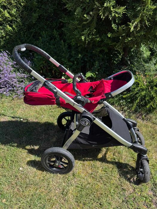 Czerwony wózek Baby Jogger City Select + pałąk + adapter do fotelika