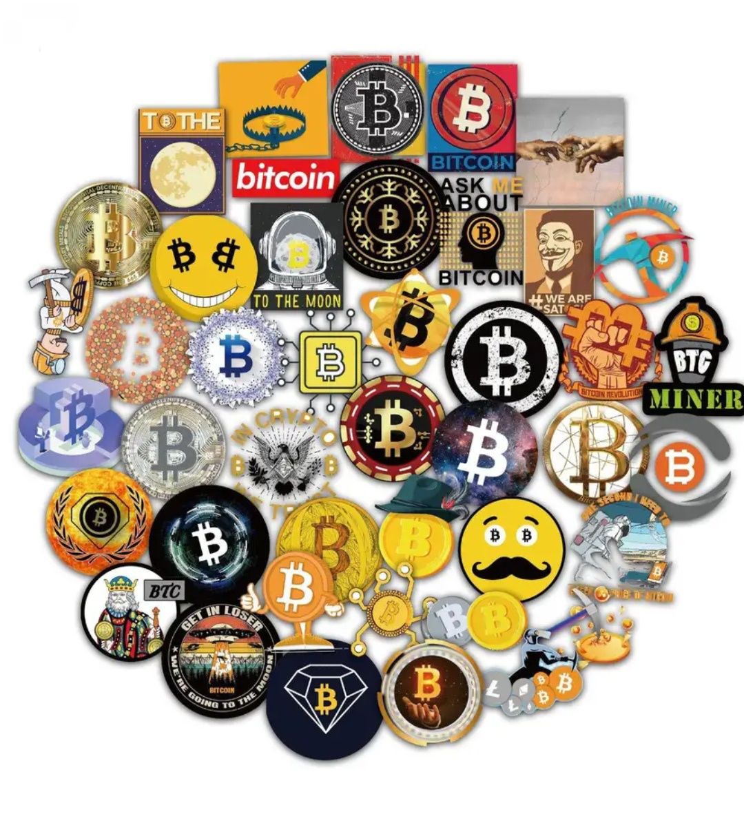 Стикеры виниловые наклейки набор биткоин криптовалюта крипта