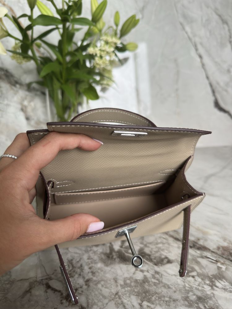 Сумка Hermes Kelly 20 mini epsom etain, Ермес Келлі міні, Эрмес Келли