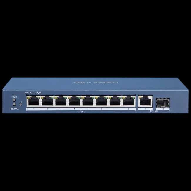 8-портовый гигабитный неуправ. POE коммутатор Hikvision DS-3E0510P-E