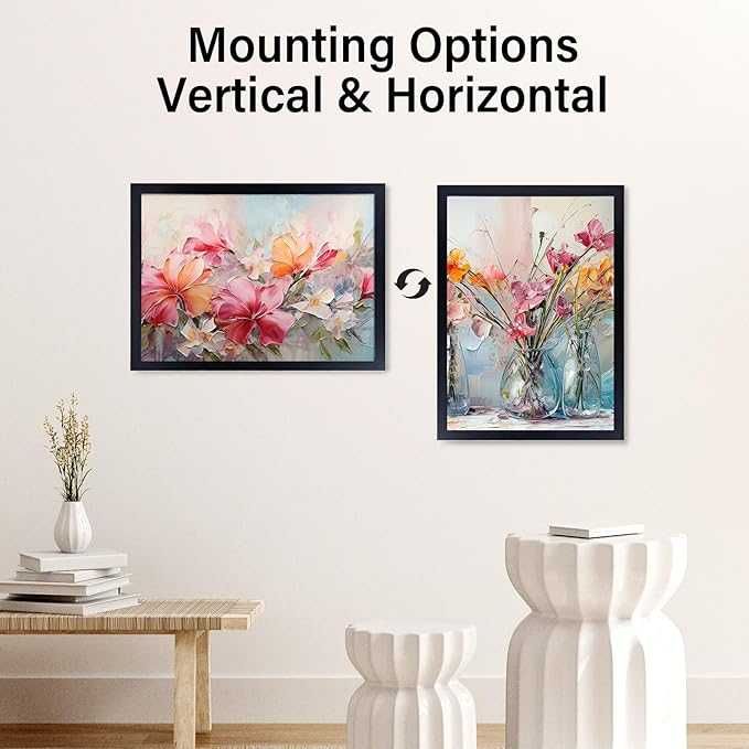 Duża Ramka 50x70 cm czarna z passe-partout MDF Pleksiglas