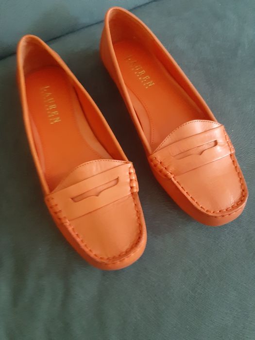 Mokasyny damskie pomarańczowe  Ralph Lauren