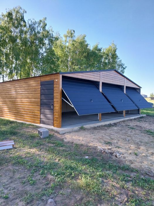 Garaż blaszany drewnopodobny konstrukcja profil zamknięty