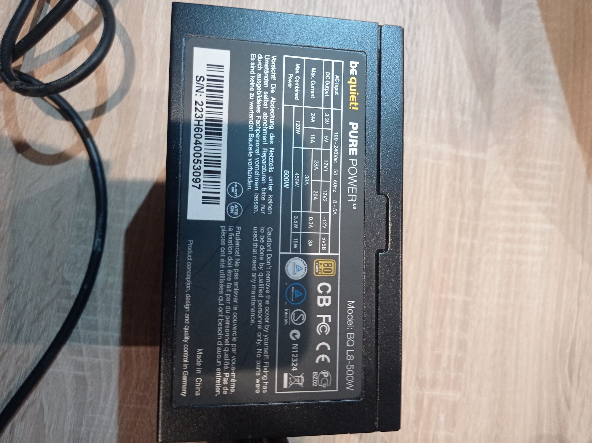 Zasilacz be quiet! Pure Power L8 500W 80Plus Bronze BN223
