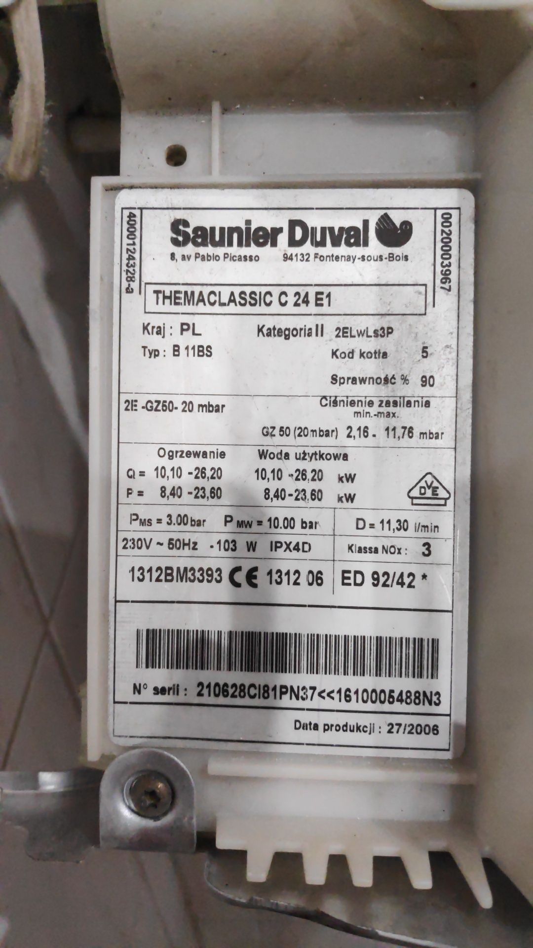 Piec Saunier Duval thermaclasic c24e1  Części