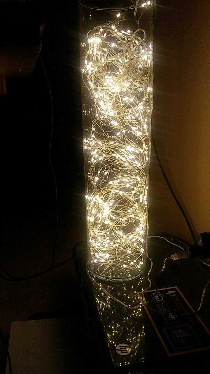 ozdobna tuba dnica doniczka z lampkami lampa handmade diy oświetlenie