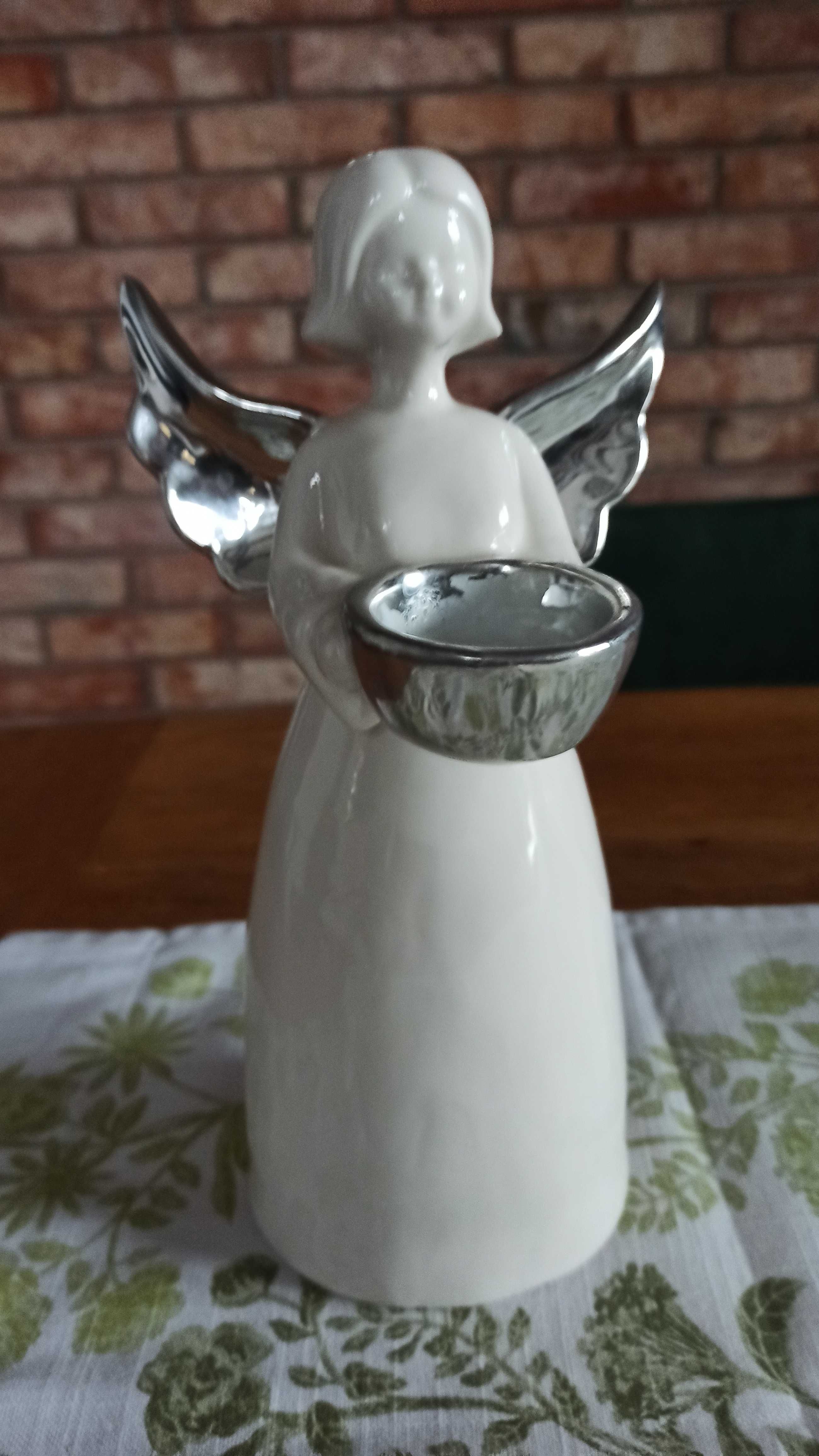 Ceramiczny aniołek świecznik na tealight