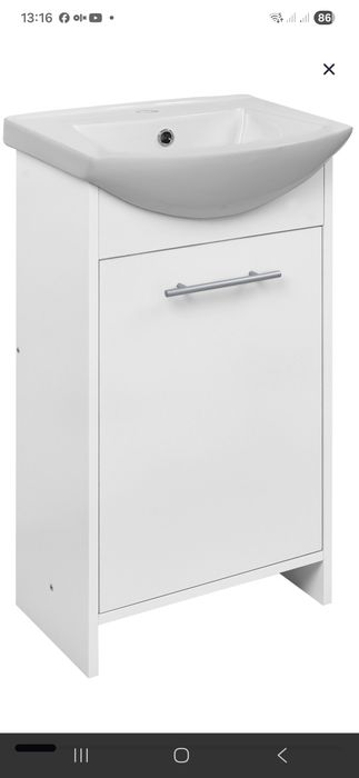 Szafka łazienkowa z umywalką i baterią