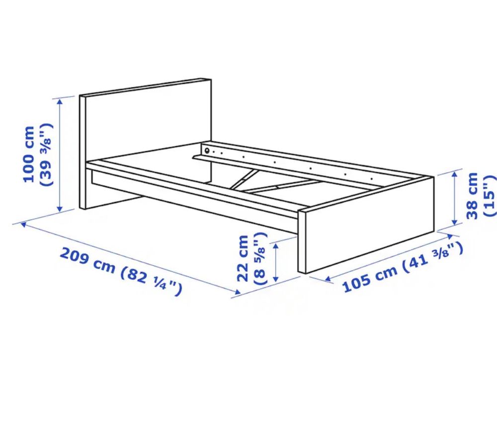 Cama ikea Malm com colchao e estrado