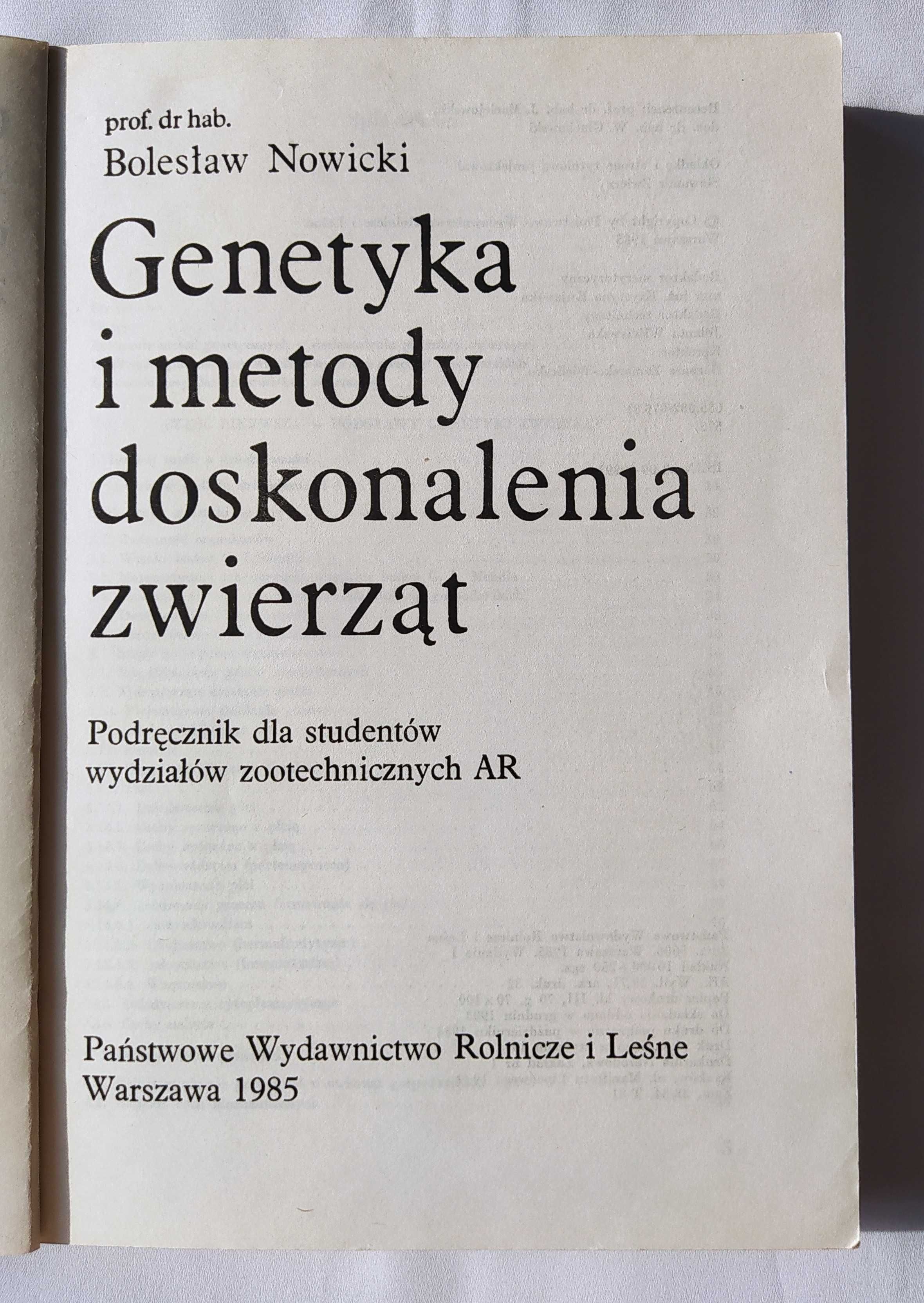 Genetyka zwierząt i metody hodowlane – Bolesław Nowicki