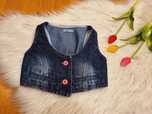 Kamizelka jeansowa bezrękawnik serdak 98 104 denim granat 3-4 lat moda
