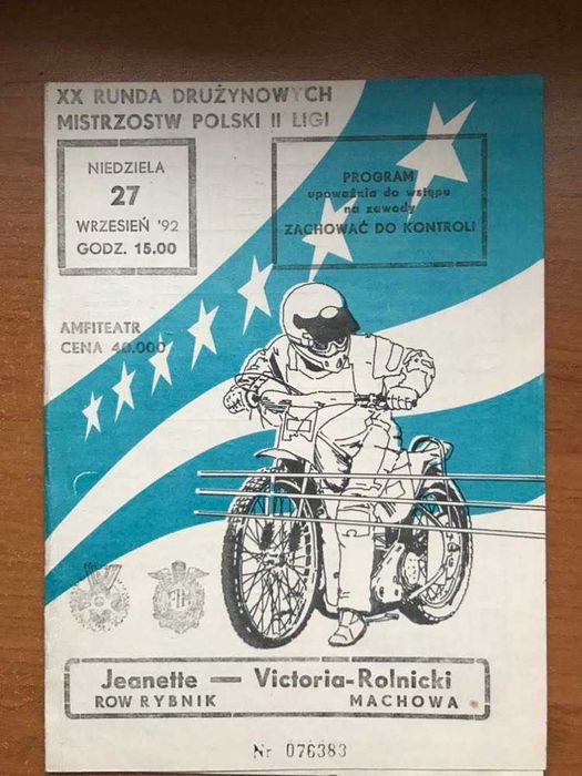 Program żużlowy DMP II Row Rybnik - Rolnicki Machowa [1992r.]