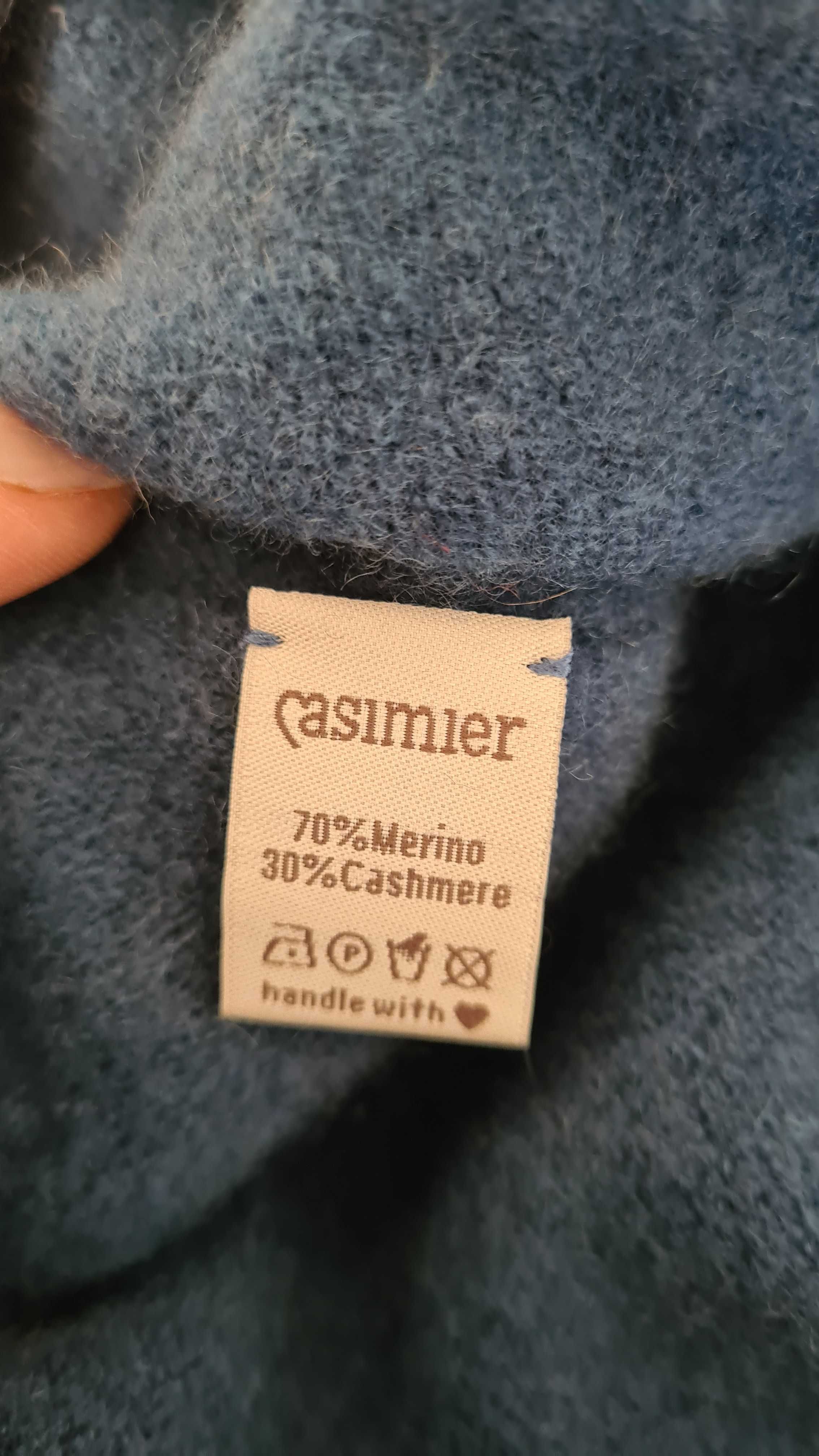 Golf Szalik Komin 70% Merino i 30% Kaszmir. Niebieski, Melanżowy
