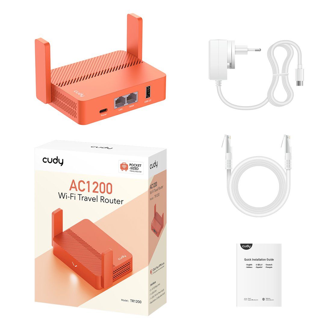 Cudy Router Wi-Fi VPN Cudy Tr1200 ruter bezprzewodowy LAN/WAN podróżny