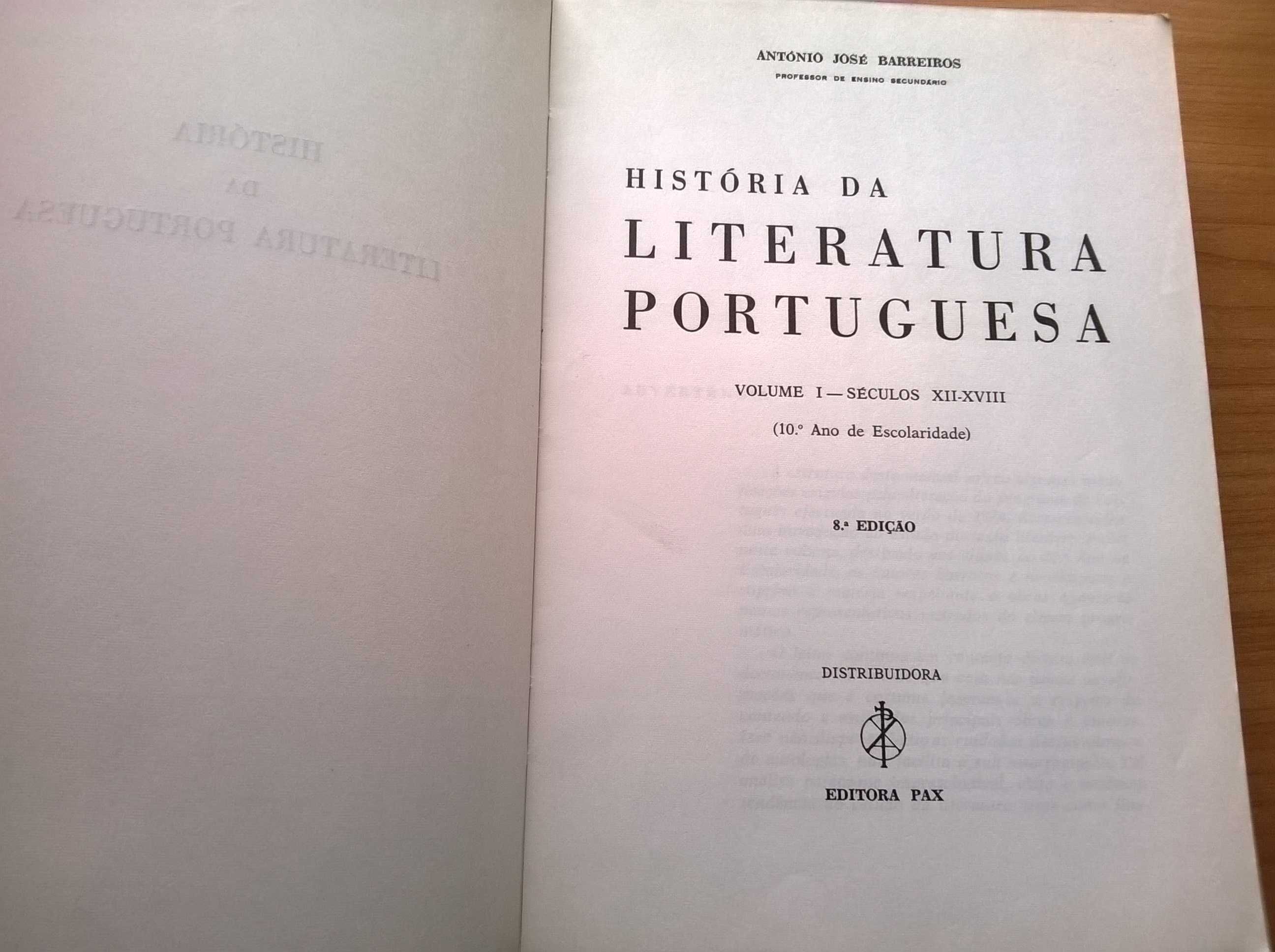 História da Literatura Portuguesa (2 vols) - António José Barreiros