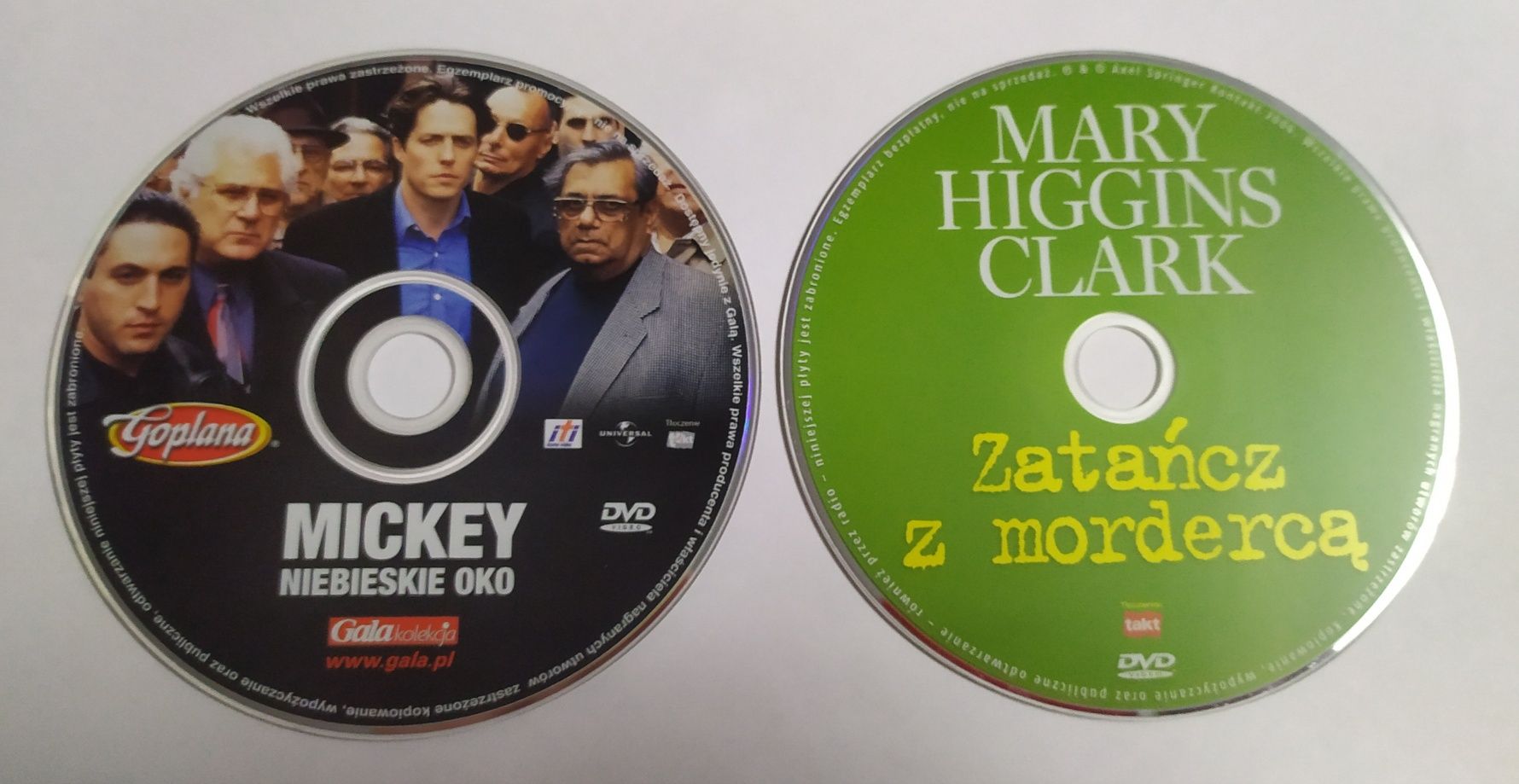 2 filmy na DVD - " Mickey niebieskie oko" i " Zatańcz z mordercą "