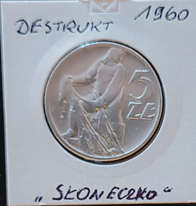 Moneta 5 zł z Rybakiem Destrukt