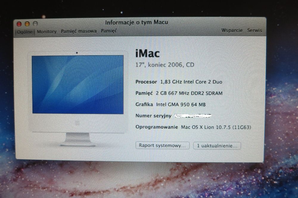 iMac 17' Intel Core 2 Duo, 160GB, 2GB RAM, Win XP,Mac OS Lion,DVD,WIFI