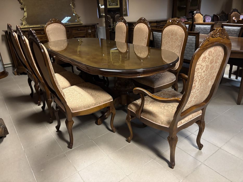 Piękny Włoski Stół 240 cm 8 Krzeseł / Foteli Meble Stylowe Italy