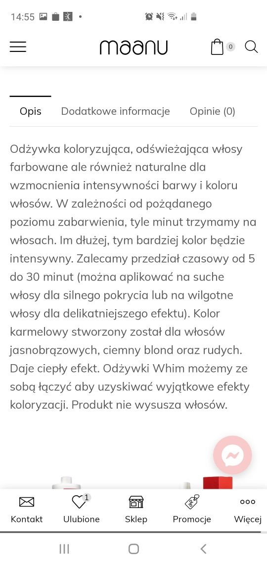 Odżywka koloryzujaca Whim do włosów marki Maanu brąz carmel